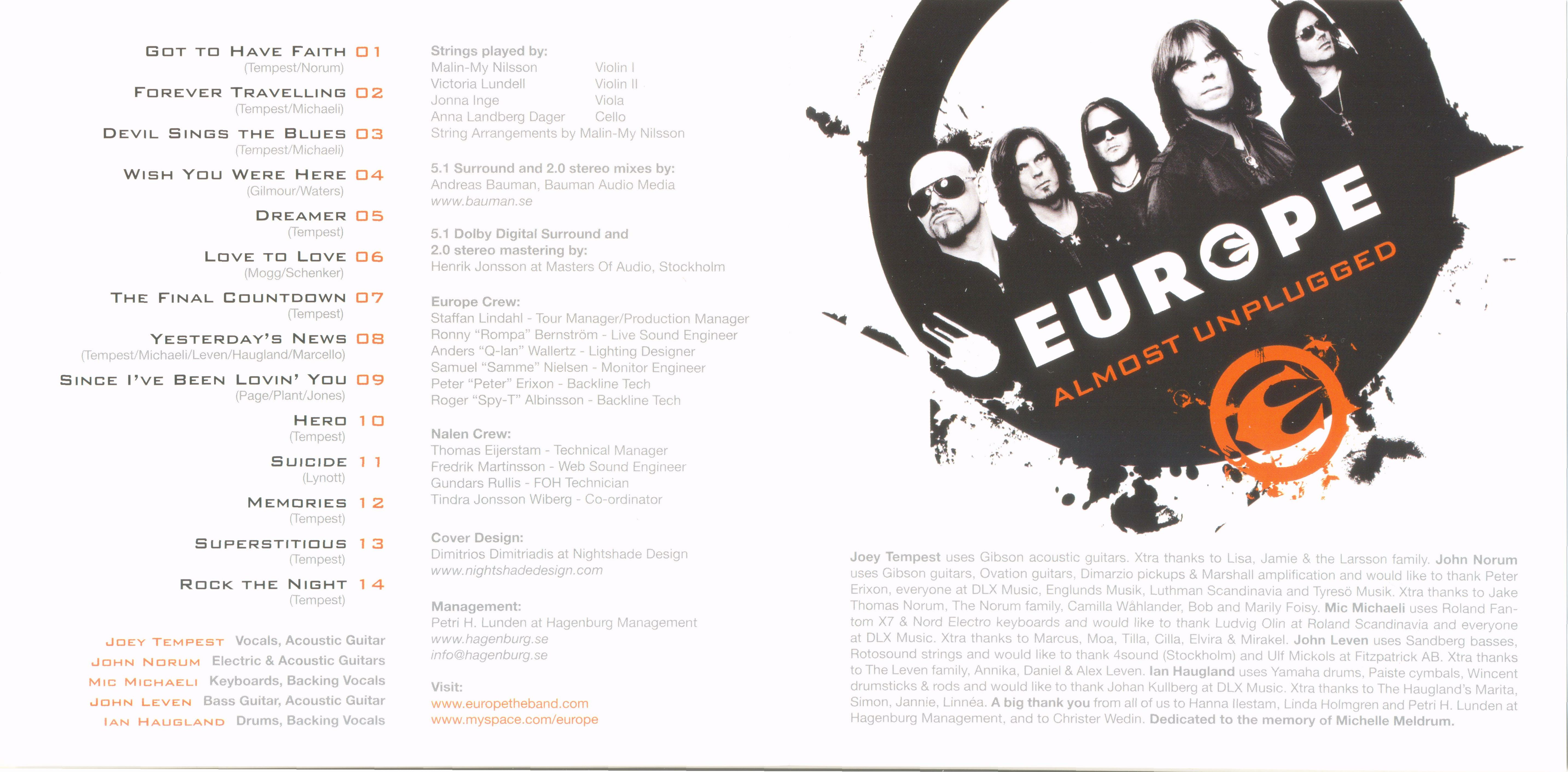 Europe  Almost Unplugged : Booklet 2